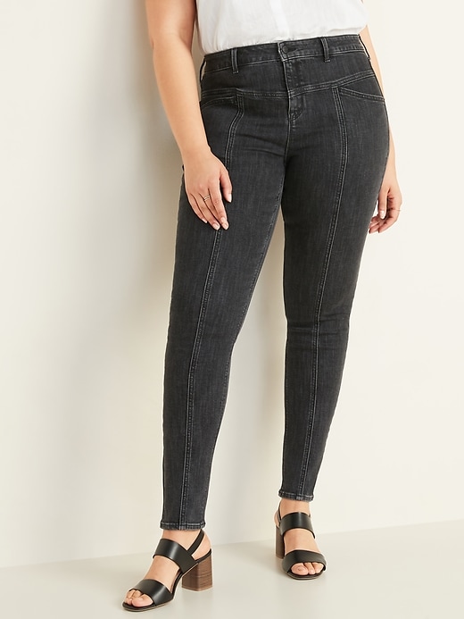Image number 1 showing, Mid-Rise Rockstar Seamed Super Skinny Jeans for Women