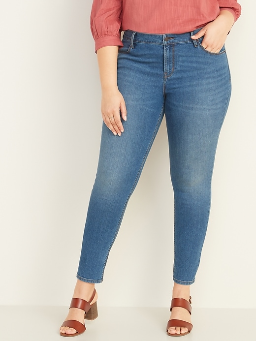 Image number 1 showing, Mid-Rise Medium-Wash Super Skinny Ankle Jeans for Women