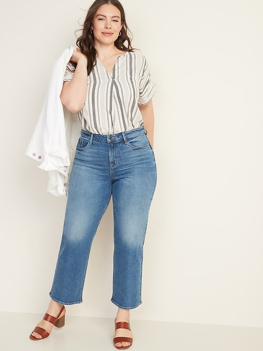 Image number 3 showing, High-Waisted Slim Wide-Leg Jeans for Women
