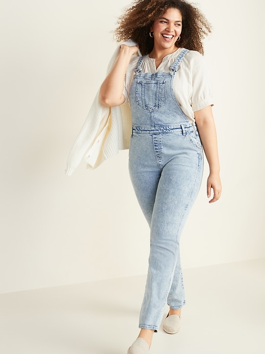 Image number 3 showing, Stonewashed Jean Overalls for Women