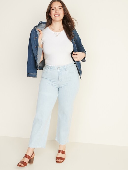 Image number 3 showing, High-Waisted Slim Wide-Leg Jeans for Women