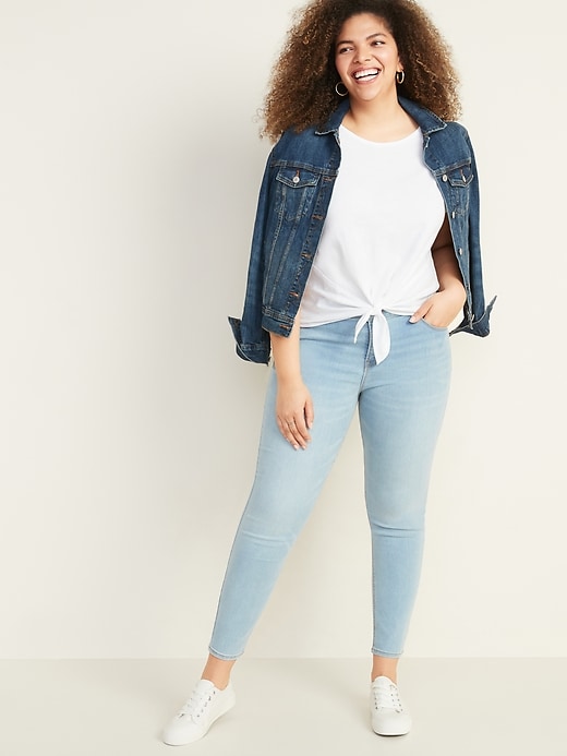 Image number 3 showing, Mid-Rise Light-Wash Super Skinny Ankle Jeans for Women