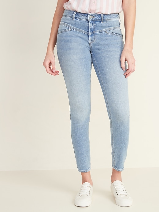 Image number 5 showing, Mid-Rise Seamed-Yoke Rockstar Super Skinny Jeans for Women