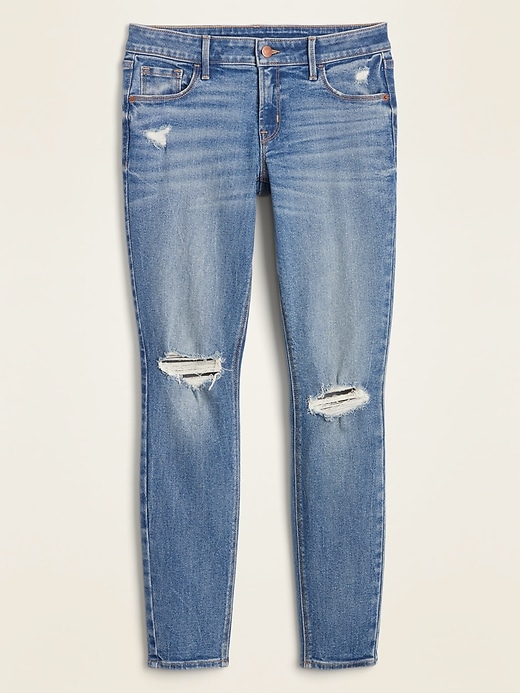 Image number 4 showing, Low-Rise Distressed Rockstar Super Skinny Jeans for Women