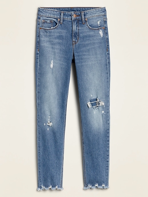 Image number 3 showing, High-Waisted Power Slim Straight Raw-Edge Jeans for Women
