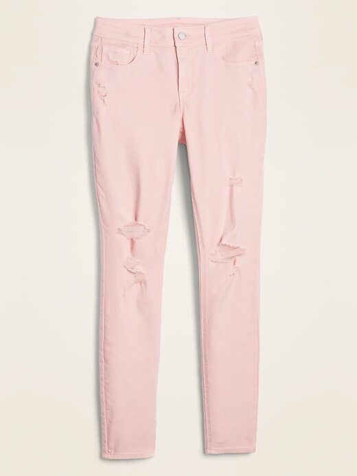 Image number 4 showing, Mid-Rise Distressed Rockstar Pop-Color Super Skinny Jeans for Women