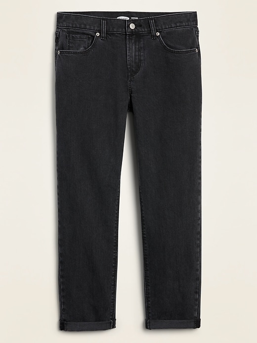 Image number 4 showing, Mid-Rise Boyfriend Straight Black Jeans for Women