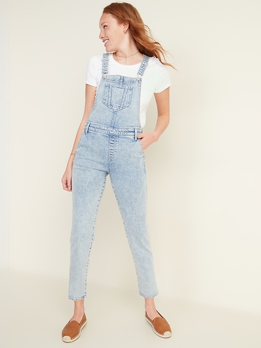 Image number 5 showing, Stonewashed Jean Overalls for Women