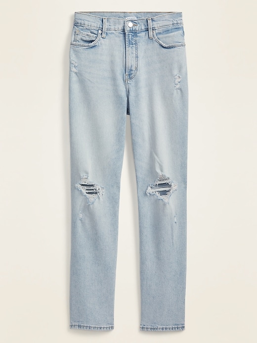 View large product image 2 of 3. Extra High-Waisted Sky-Hi Straight Distressed Jeans for Women