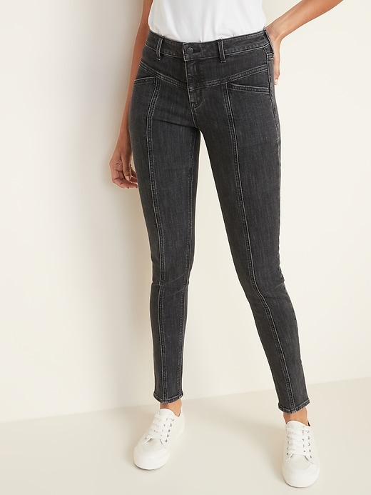 Image number 5 showing, Mid-Rise Rockstar Seamed Super Skinny Jeans for Women