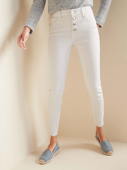 Image number 5 showing, High-Waisted Button-Fly Rockstar Raw-Edge Ankle Jeans for Women
