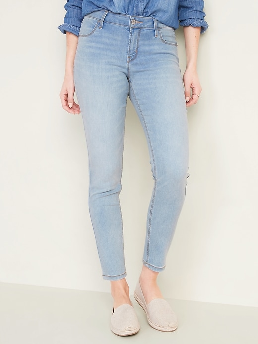 Image number 5 showing, Mid-Rise Light-Wash Super Skinny Ankle Jeans for Women