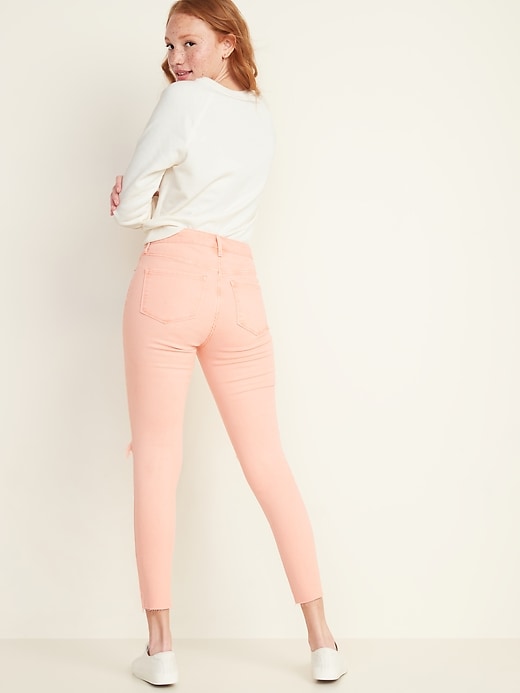 Image number 6 showing, High-Waisted Distressed Rockstar Pop-Color Super Skinny Jeans for Women