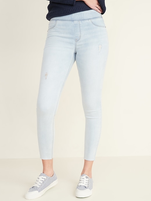 Image number 5 showing, Mid-Rise Distressed Rockstar Super Skinny Ankle Jeggings for Women