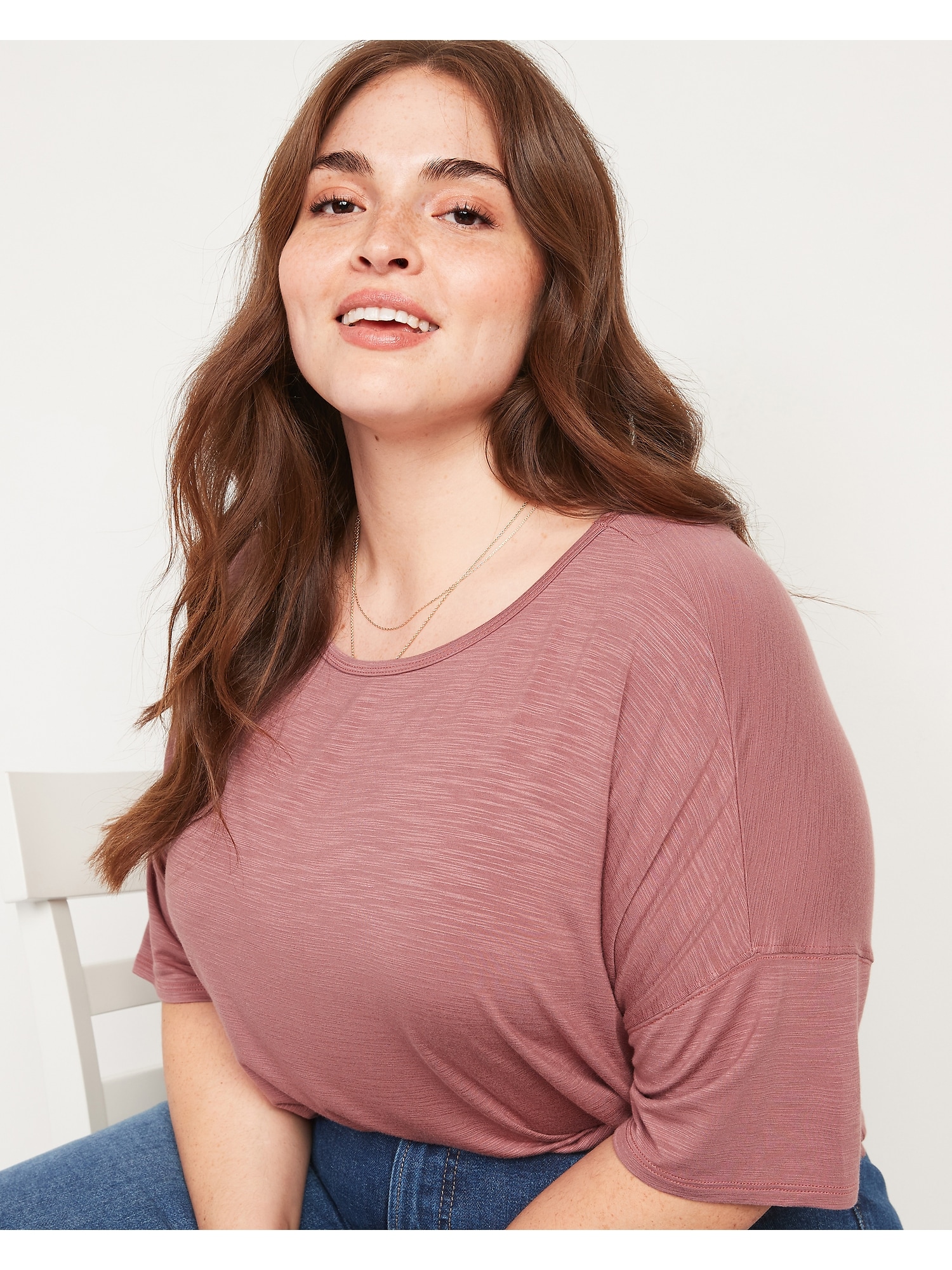 Luxe Oversized ShortSleeve SlubKnit TShirt for Women Old Navy