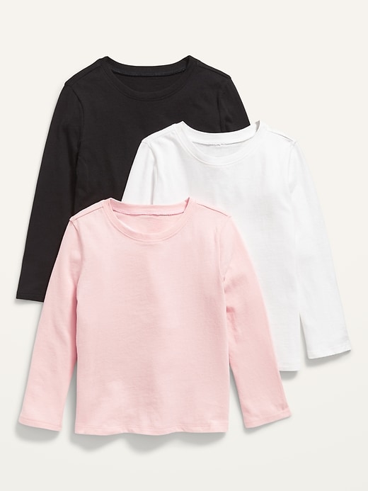 View large product image 1 of 1. Unisex 3-Pack Long-Sleeve Crew-Neck T-Shirt for Toddler
