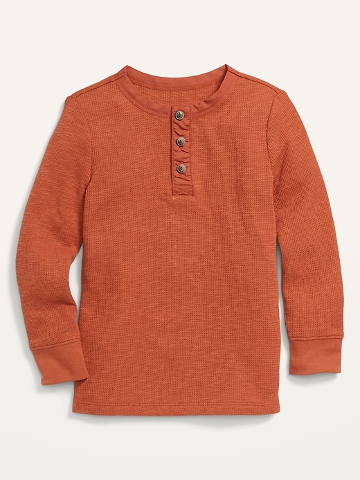 View large product image 1 of 1. Long-Sleeve Thermal Henley T-Shirt for Toddler Boys