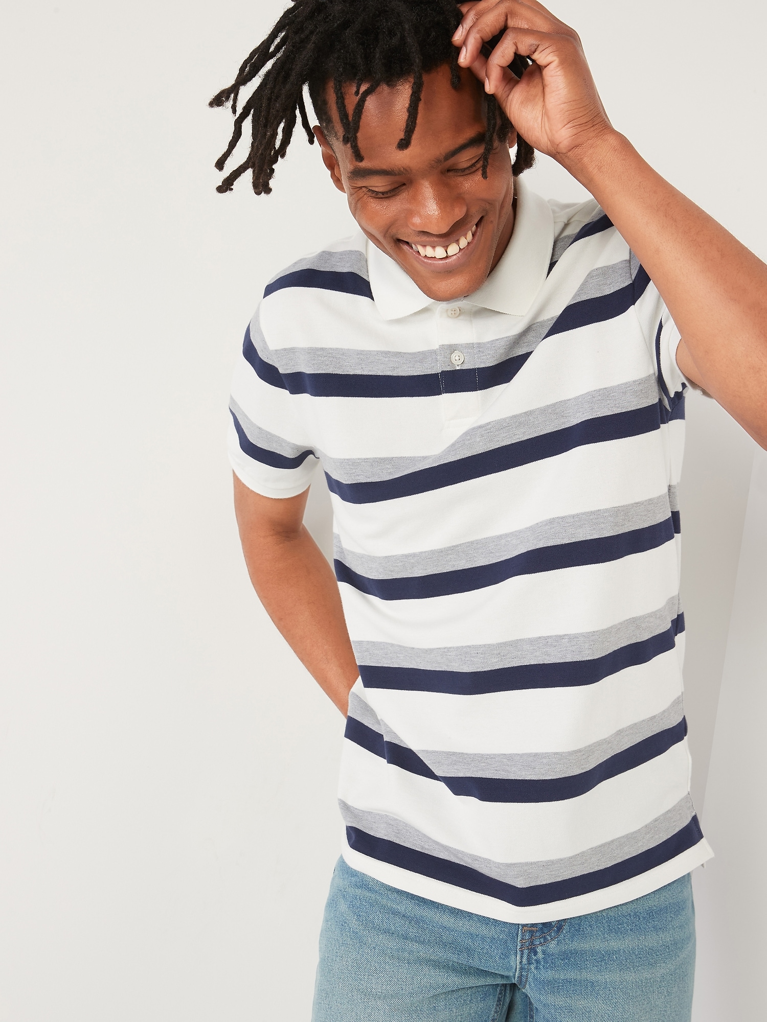 Moisture-Wicking Striped Pique Pro Polo Shirt | Old Navy