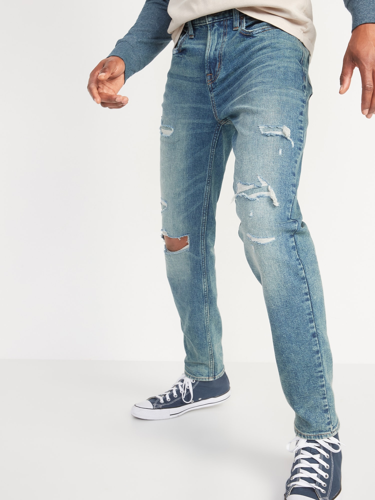 Athletic Taper Built-In Flex Ripped Jeans for Men | Old Navy