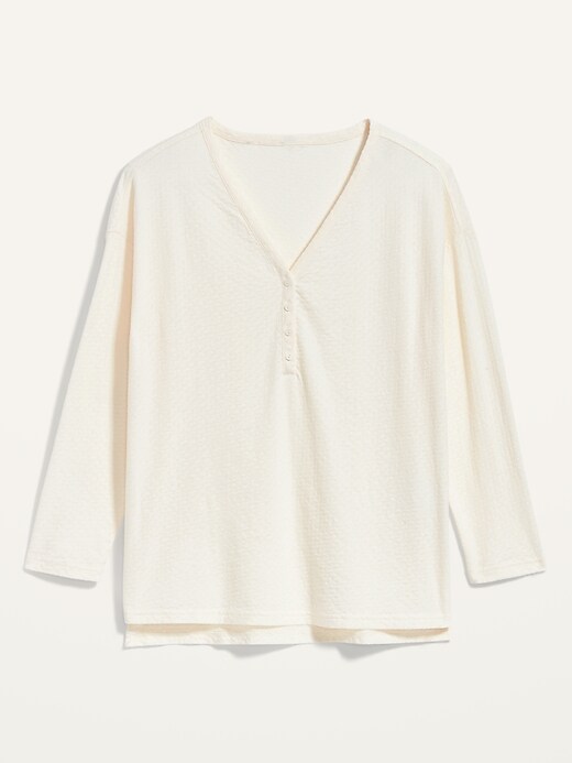 Image number 4 showing, Oversized Pointelle-Knit Pajama Tunic Top