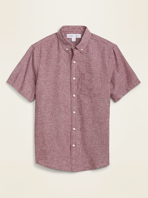 Image number 4 showing, Relaxed-Fit Striped Linen-Blend Short-Sleeve Shirt