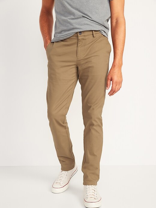 Plaid&Plain Men's Slim Fit Khaki Pants — Stretch Cropped Chino, Skinny Fit, Multiple Colors (Black, Size 30)