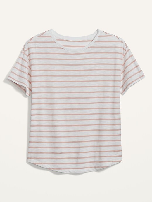 Image number 4 showing, Loose Easy Striped Crew-Neck T-Shirt for Women