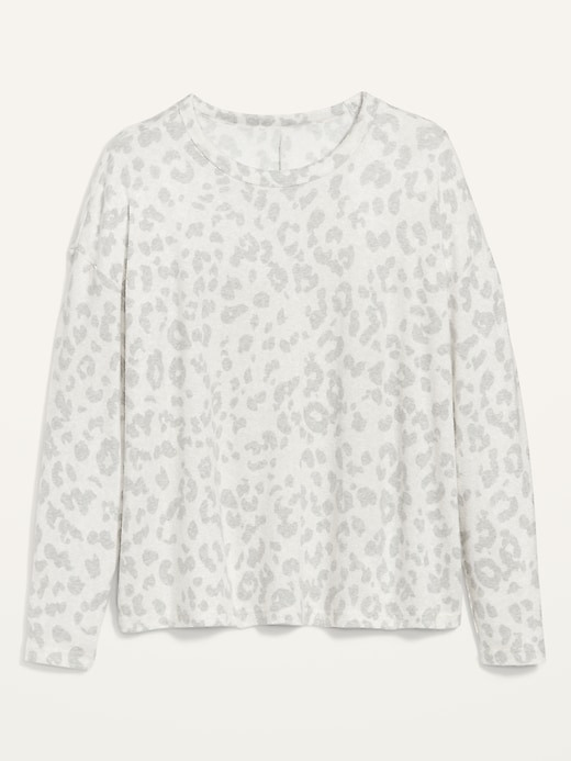 Image number 4 showing, Oversized Cozy-Knit Long-Sleeve Printed T-Shirt for Women