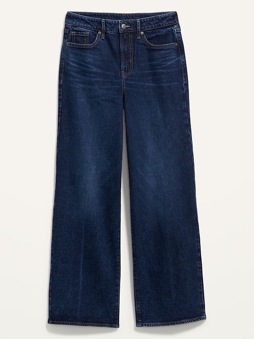 Image number 4 showing, Extra High-Waisted Dark-Wash Wide-Leg Jeans for Women