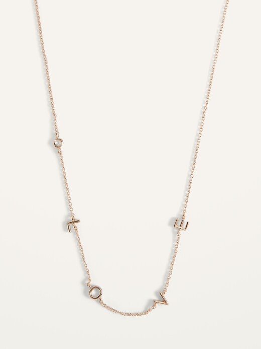 View large product image 1 of 2. Gold-Toned "L-O-V-E" Chain Necklace For Women