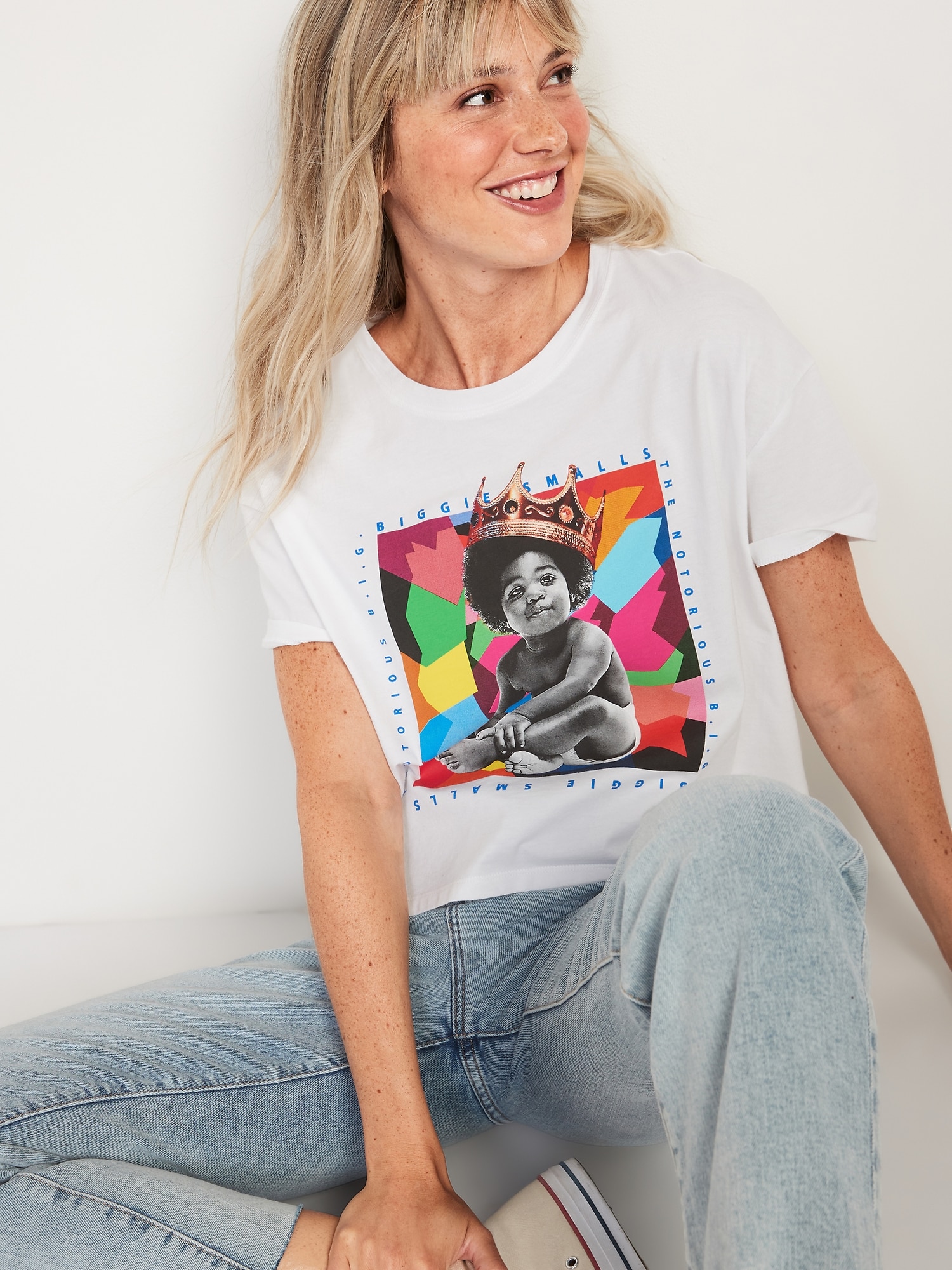 Cropped Licensed Pop Culture Graphic T-Shirt for Women