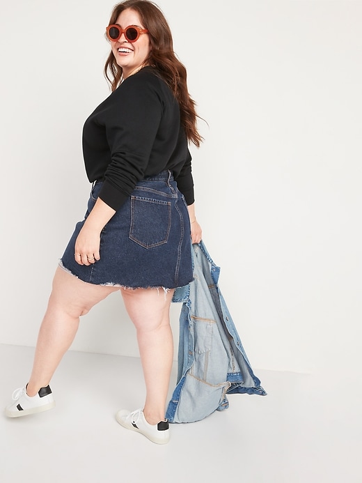 Image number 8 showing, High-Waisted Button-Fly Cut-Off Jean Skirt for Women
