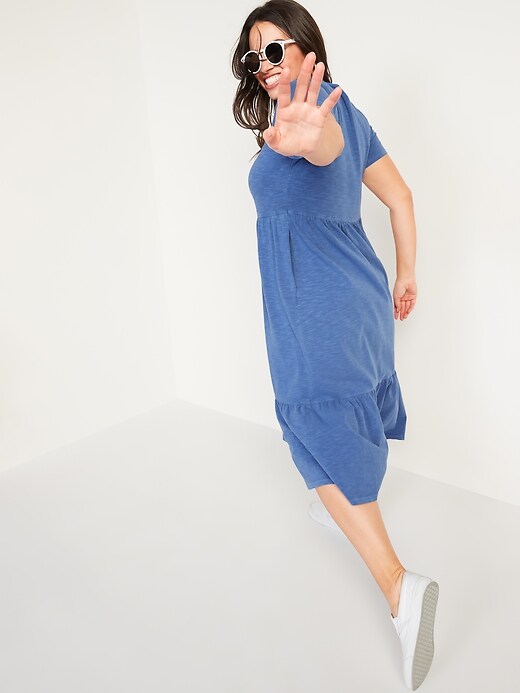 Image number 2 showing, Garment-Dyed Fit & Flare Slub-Knit Midi Dress for Women