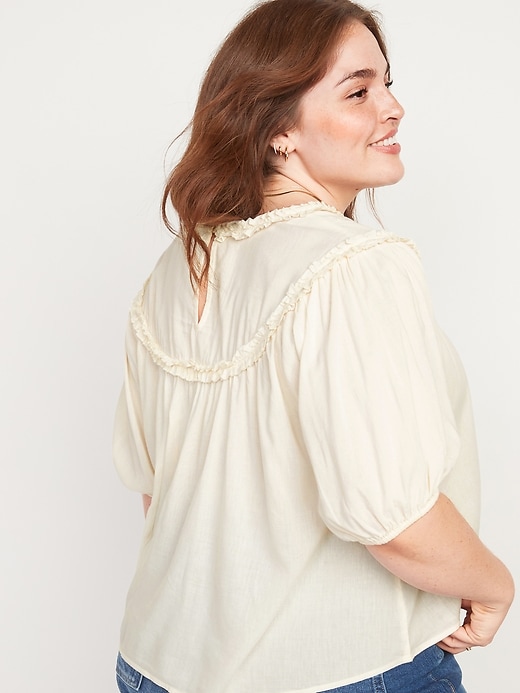 Oversized Ruffled Cutwork Short-Sleeve Blouse for Women | Old Navy