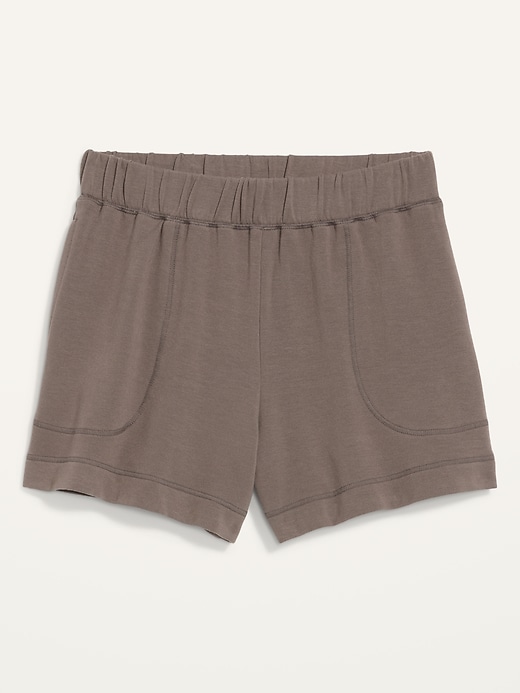 Image number 4 showing, High-Waisted Cozy-Knit Pajama Shorts -- 4-inch inseam