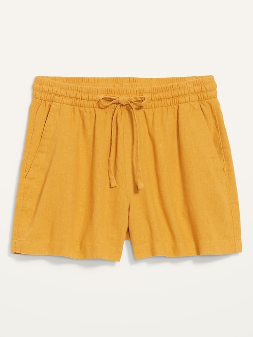 Image number 4 showing, High-Waisted Linen-Blend Shorts -- 4-inch inseam