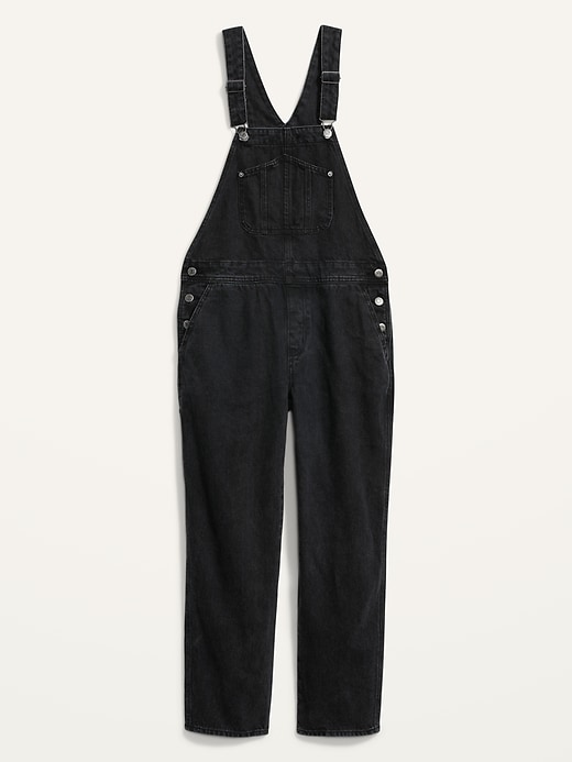 Image number 4 showing, Slouchy Straight Black Jean Overalls for Women