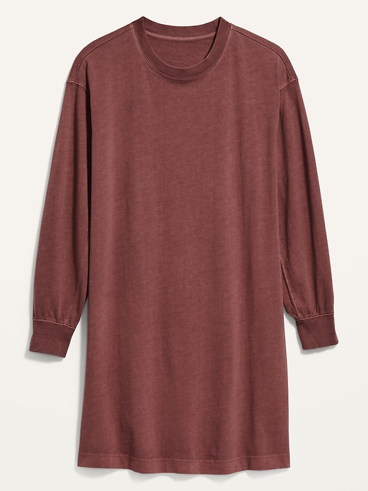 Image number 4 showing, Loose Vintage Garment-Dyed Long-Sleeve T-Shirt Shift Dress for Women