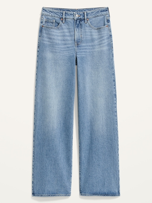 Image number 3 showing, Extra High-Waisted Light-Wash Wide-Leg Jeans