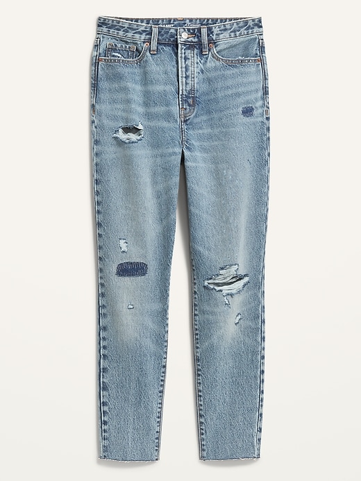 Image number 4 showing, Higher High-Waisted Button-Fly OG Straight Ripped Non-Stretch Jeans