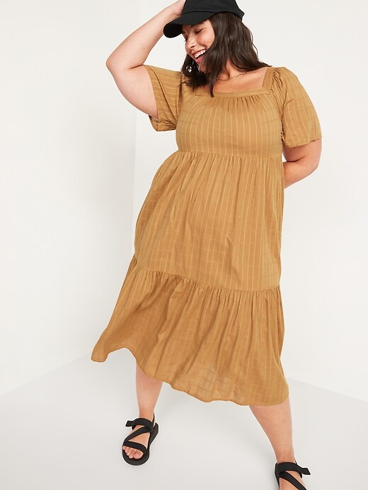 Image number 5 showing, Dobby Bell-Sleeve Midi Swing Dress for Women