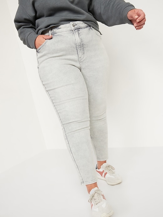 Image number 7 showing, High-Waisted Rockstar Super Skinny Gray Jeans for Women