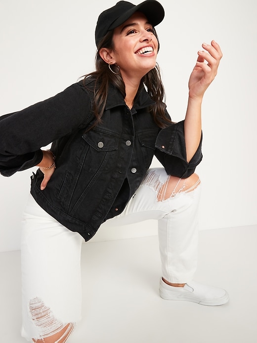 Image number 1 showing, Classic Black Jean Jacket for Women