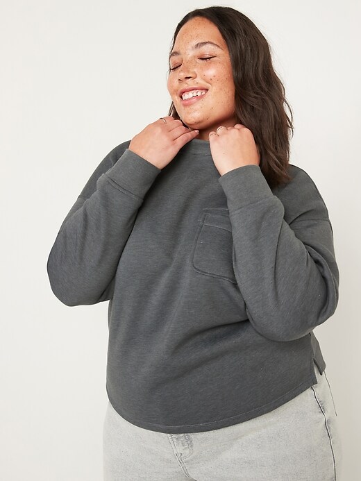 Image number 7 showing, Slouchy Mock-Neck French-Terry Sweatshirt for Women
