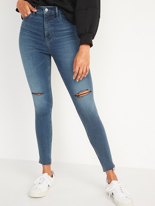 Image number 5 showing, Extra High-Waisted Rockstar 360° Stretch Super Skinny Ripped Ankle Jeans for Women