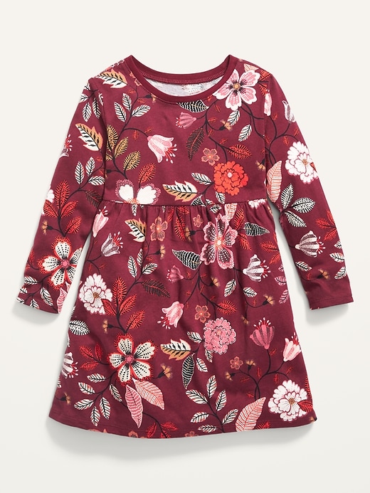 Long Sleeve Fit Flare Printed Dress for Toddler Girls Old Navy