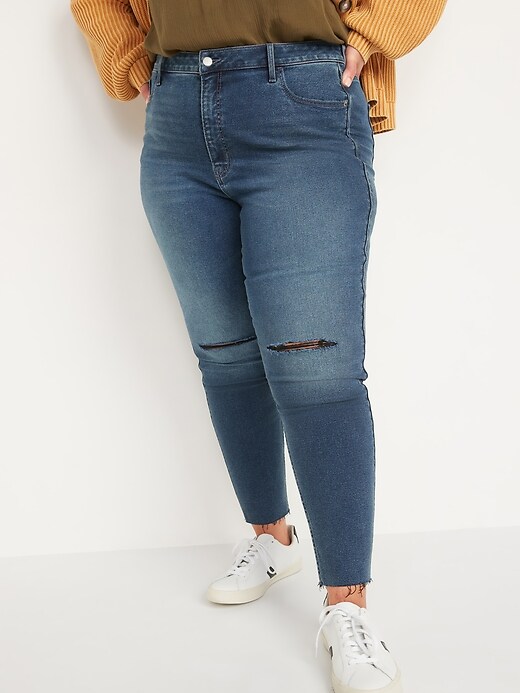 Image number 7 showing, Extra High-Waisted Rockstar 360° Stretch Super Skinny Ripped Ankle Jeans for Women