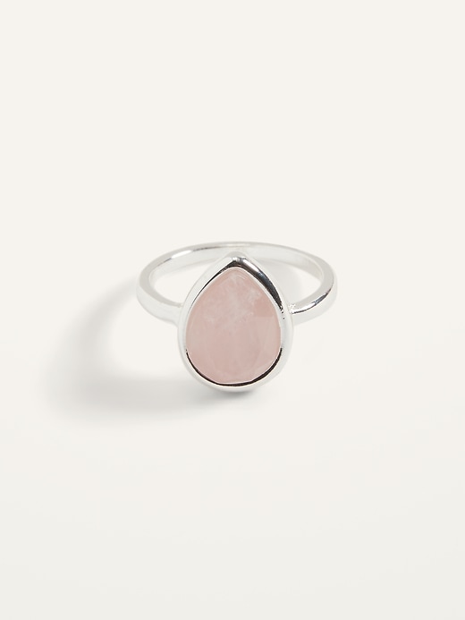 Old Navy Silver-Plated Rose Quartz Ring For Women. 1