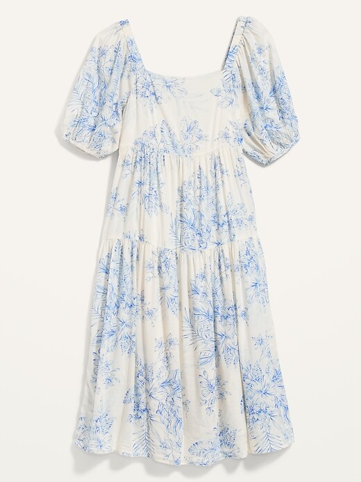 old navy puff sleeve midi swing dress Puff-Sleeve Floral-Print Pintucked Smocked Midi Swing Dress