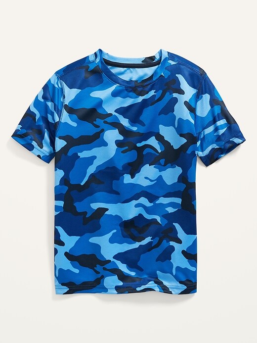 View large product image 1 of 1. Go-Dry Short-Sleeve Camo-Print Mesh Performance T-Shirt For Boys